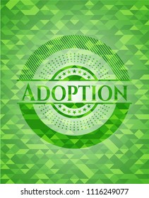 Adoption green emblem with mosaic background