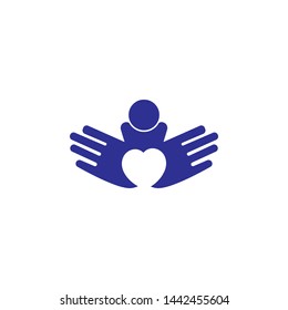 
Adoption and Hand care, social logo template vector