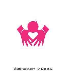 
Adoption and Hand care, social logo template vector