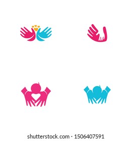 Adoption and Hand care, social logo template vector