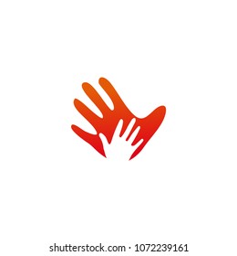 Adoption hand palm negative space logo icon template vector