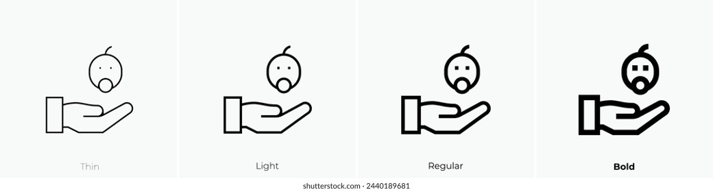 Adoption icon. Thin, Light Regular And Bold style design isolated on white background