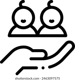 Icono de adopción. Diseño De Estilo Lineal Delgado Aislado Sobre Fondo Blanco