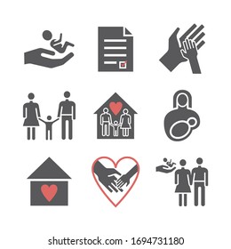 Adoption icons set. Vector signs for web graphics