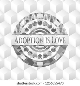 Adoption is Love grey emblem. Vintage with geometric cube white background