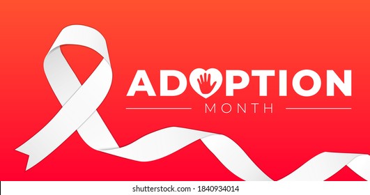 Adoption Month Background Illustration with White Ribbon