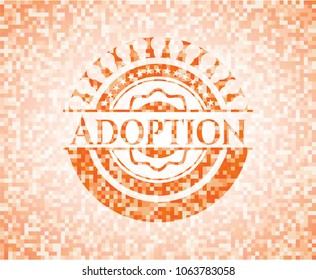 Adoption orange mosaic emblem with background