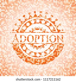 Adoption orange mosaic emblem with background