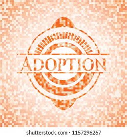 Adoption orange mosaic emblem with background
