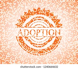 Adoption orange mosaic emblem with background