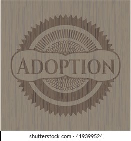 Adoption realistic wooden emblem