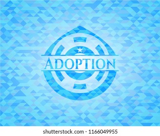 Adoption sky blue emblem with mosaic ecological style background