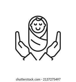 Ilustración de diseño del icono de contorno del vector de adopción. Archivo EPS 10 sobre fondo blanco