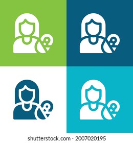 Madre adoptiva Plana cuatro colores conjunto de iconos mínimo