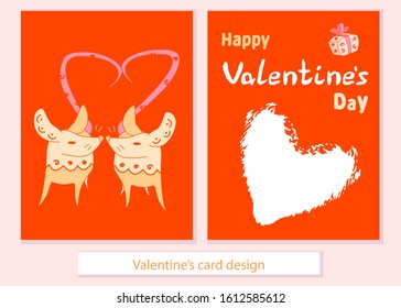 Adorable 2020 rat couple postcard set with heart shaped tales gift and fluffy copy space lush lava background stock vector illustration