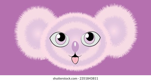 Adorable 2D purple cartoon koala bear illustration made with Adobe Illustrator