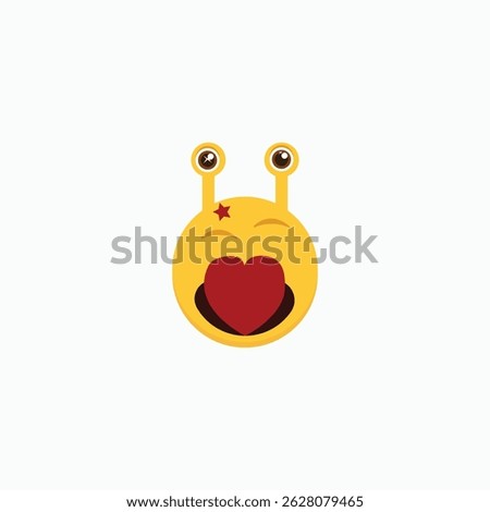 Adorable alien with star on cheek and heart mouth, expressing bashful love or admiration (Shy Love Alien).