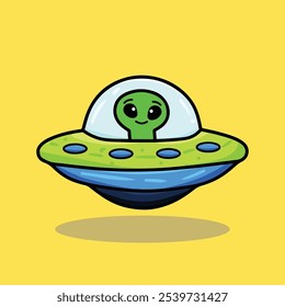 Adorable alien ufo character, made in tab. Suitable for use in kindergarten school design