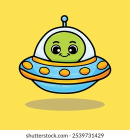 Adorable alien ufo character, made in tab. Suitable for use in kindergarten school design