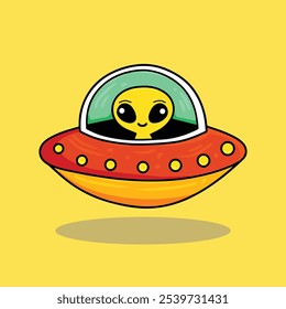 Adorable alien ufo character, made in tab. Suitable for use in kindergarten school design