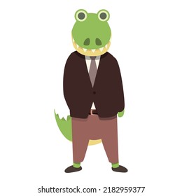 Adorable alligator icon cartoon vector. Baby reptile. Mascot tail