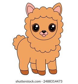 Adorable Alpaca Vector Illustration - Cartoon, Line Art, Clipart Design for Pintables