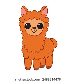 Adorable Alpaca Vector Illustration - Cartoon, Line Art, Clipart Design for Pintables