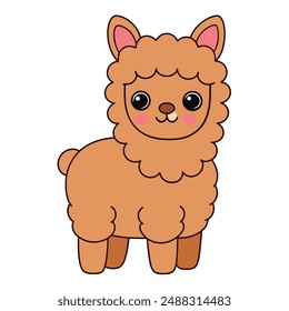 Adorable Alpaca Vector Illustration - Cartoon, Line Art, Clipart Design for Pintables