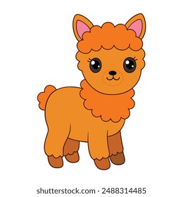 Adorable Alpaca Vector Illustration - Cartoon, Line Art, Clipart Design for Pintables