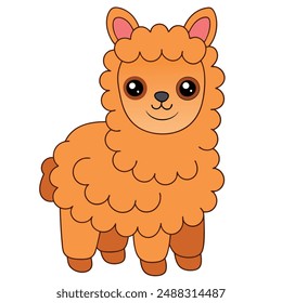 Adorable Alpaca Vector Illustration - Cartoon, Line Art, Clipart Design for Pintables