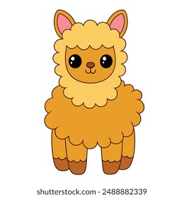 Adorable Alpaca Vector Illustration - Cartoon, Line Art, Clipart Design for Pintables