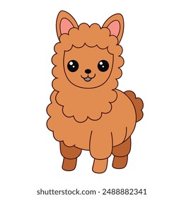 Adorable Alpaca Vector Illustration - Cartoon, Line Art, Clipart Design for Pintables