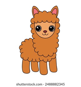 Adorable Alpaca Vector Illustration - Cartoon, Line Art, Clipart Design for Pintables