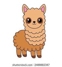 Adorable Alpaca Vector Illustration - Cartoon, Line Art, Clipart Design for Pintables