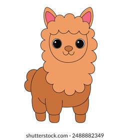 Adorable Alpaca Vector Illustration - Cartoon, Line Art, Clipart Design for Pintables