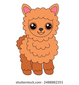 Adorable Alpaca Vector Illustration - Cartoon, Line Art, Clipart Design for Pintables