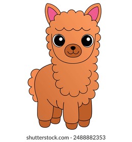 Adorable Alpaca Vector Illustration - Cartoon, Line Art, Clipart Design for Pintables