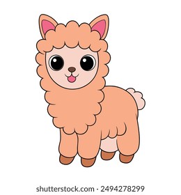 Adorable Alpaca Vector Illustration - Cartoon, Line Art, Clipart Design for Pintables