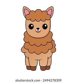 Adorable Alpaca Vector Illustration - Cartoon, Line Art, Clipart Design for Pintables