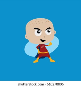 Adorable and amazing cartoon superhero in classic pose vector
