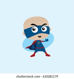 Adorable and amazing cartoon superhero in classic pose vector