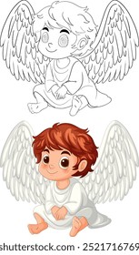 Adorable angel kids with wings and smiles