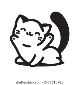 Adorable, animal, art,  black, cartoon, cat, character, contour, cute, decoration, design, domestic, fun, funny