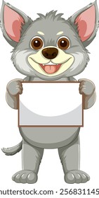 Adorable animal character with a blank sign