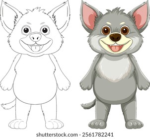 Adorable animal character with coloring outline