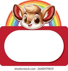 Adorable animal head with colorful rainbow background