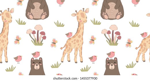 adorable animal illustration in seamless pattern for personal project, background, invitation, wallpaper and many more