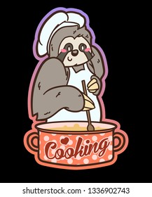 Adorable animal illustration in the summer, spring style. Funny sloth for greeting card, invites, poster or T-shirt