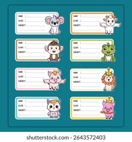 Adorable animal name tags for school supplies. Animal School Labels.