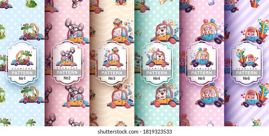 Adorable animal - set seamless pattern. Vector eps 10